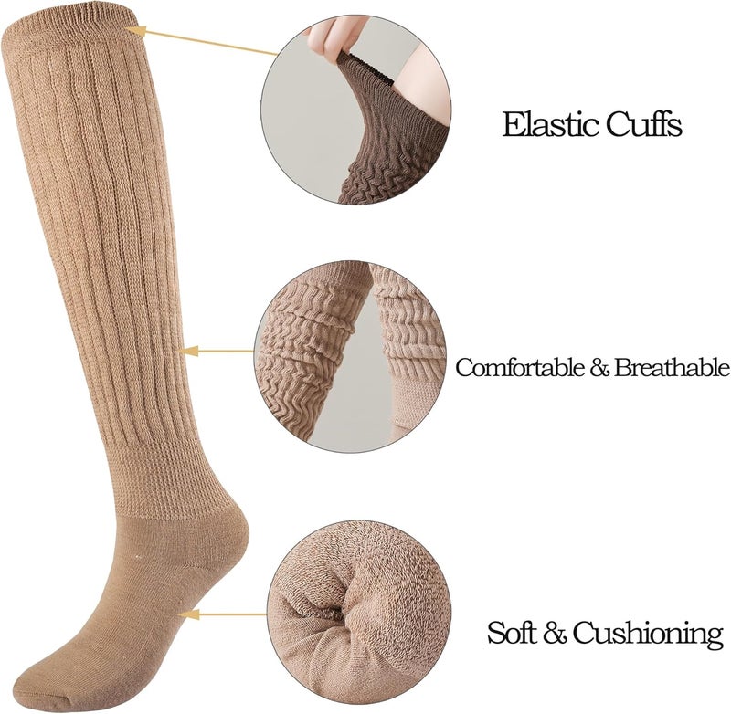 JORMATT Women Slouch Socks Thick Boot Socks Soft Extra Long Knee High Scrunch Socks Size 5-10 - Image 4